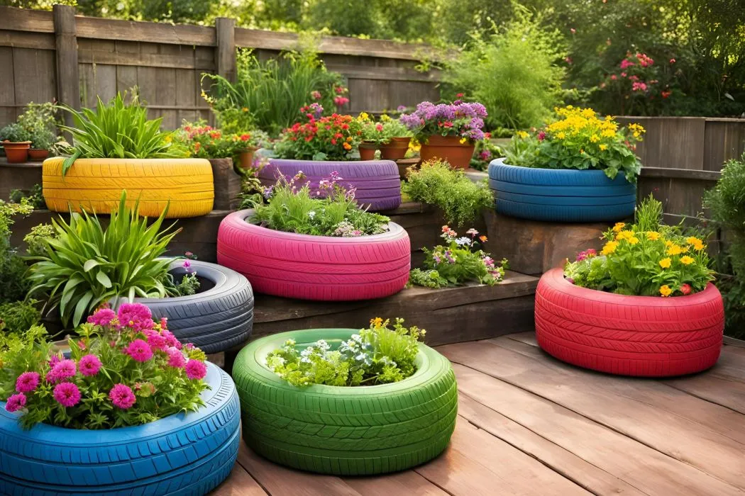 Repurpose Old Tires into Planters for Backyard