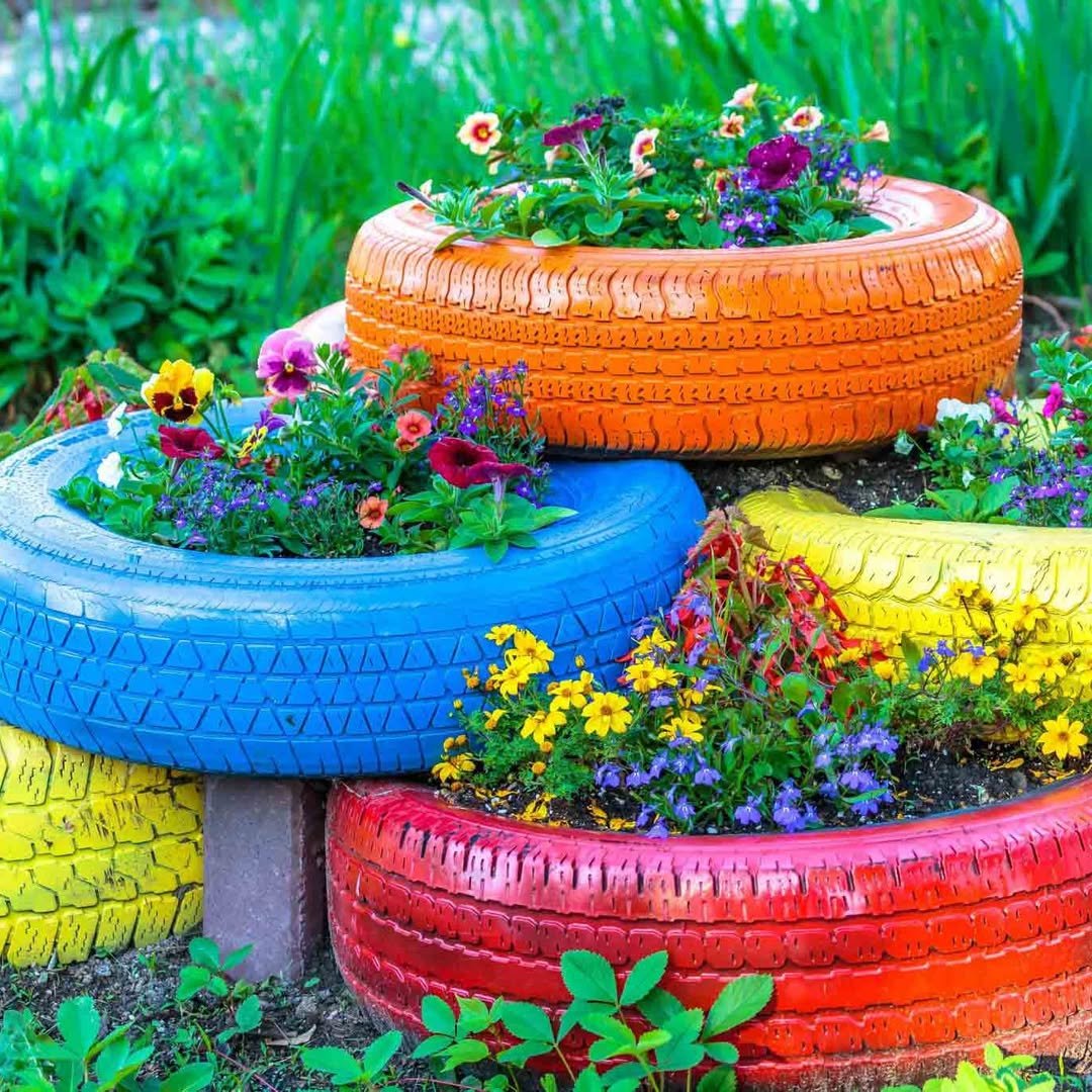 DIY Backyard Repurpose Old Tires into Planters