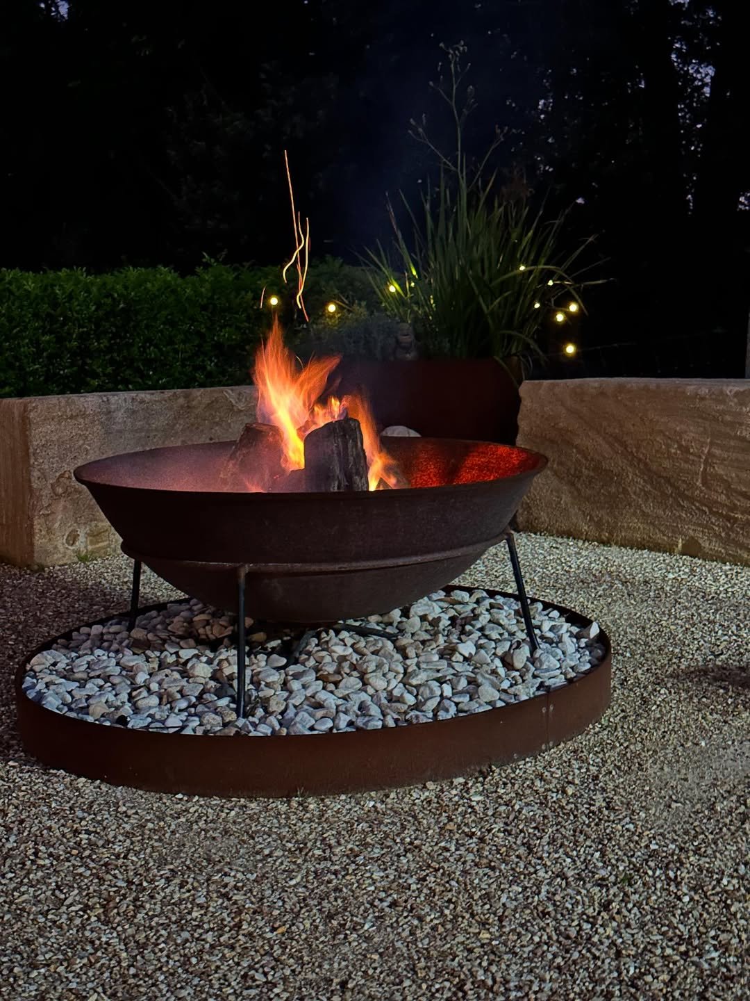 Outdoors Firepit Backyard Fire Bowl on Gravel Patio