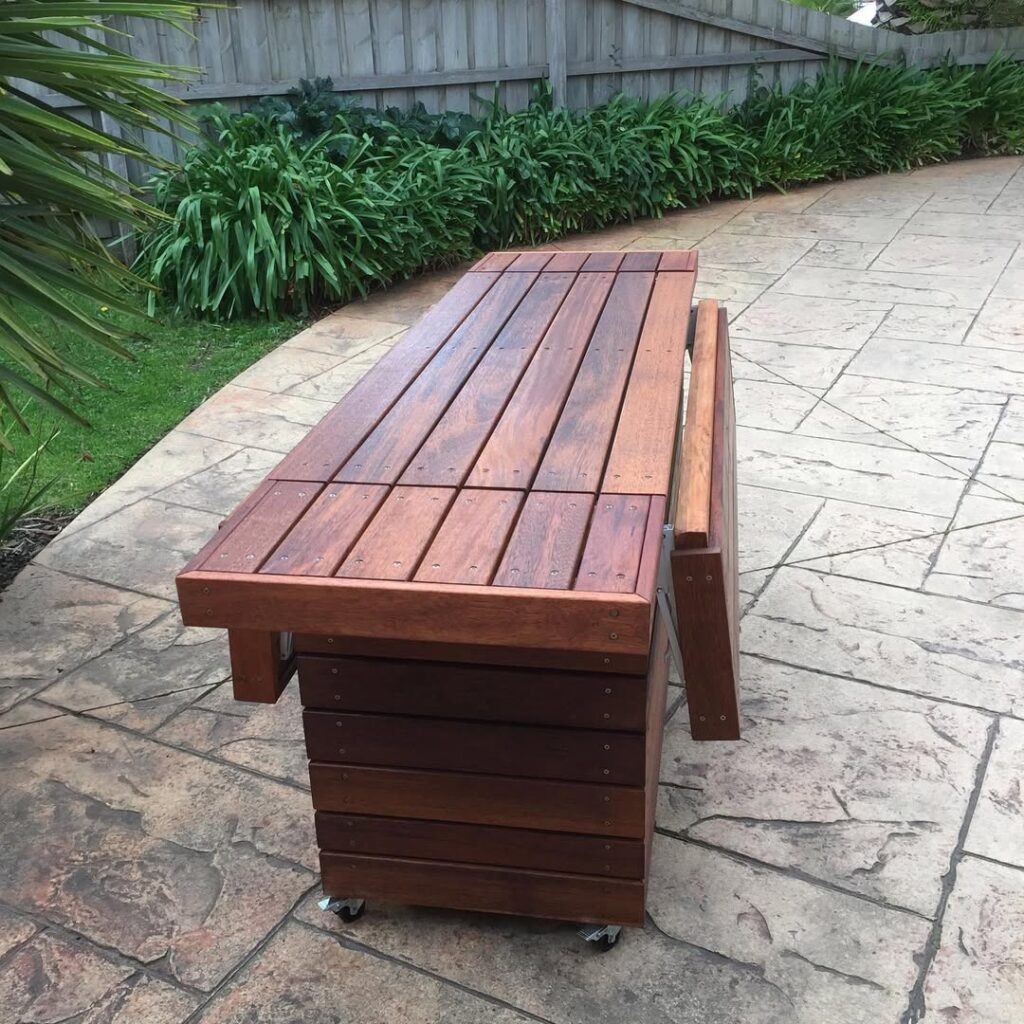 Small Backyard Landscapin Storage bench