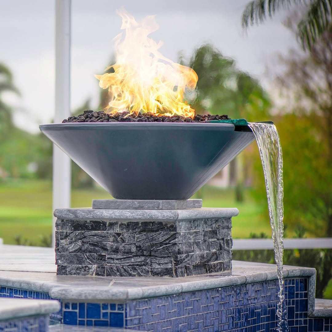 Outdoors Backyard  Water and Fire Feature Combo