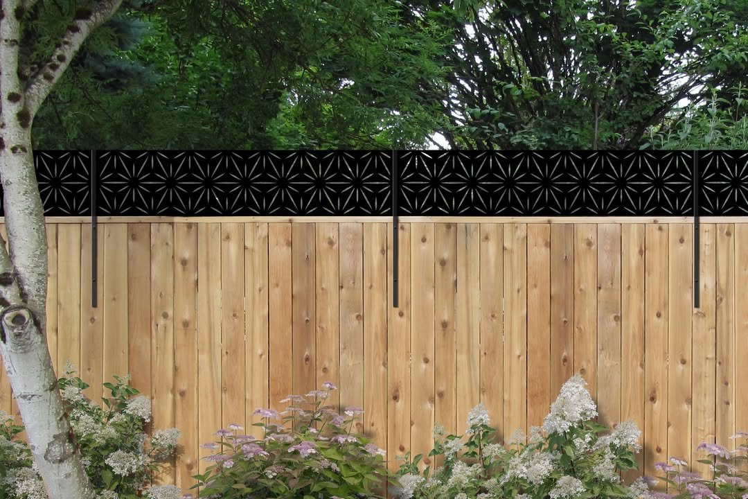 Cinder Block Fence Half-Wall with Metal Accents