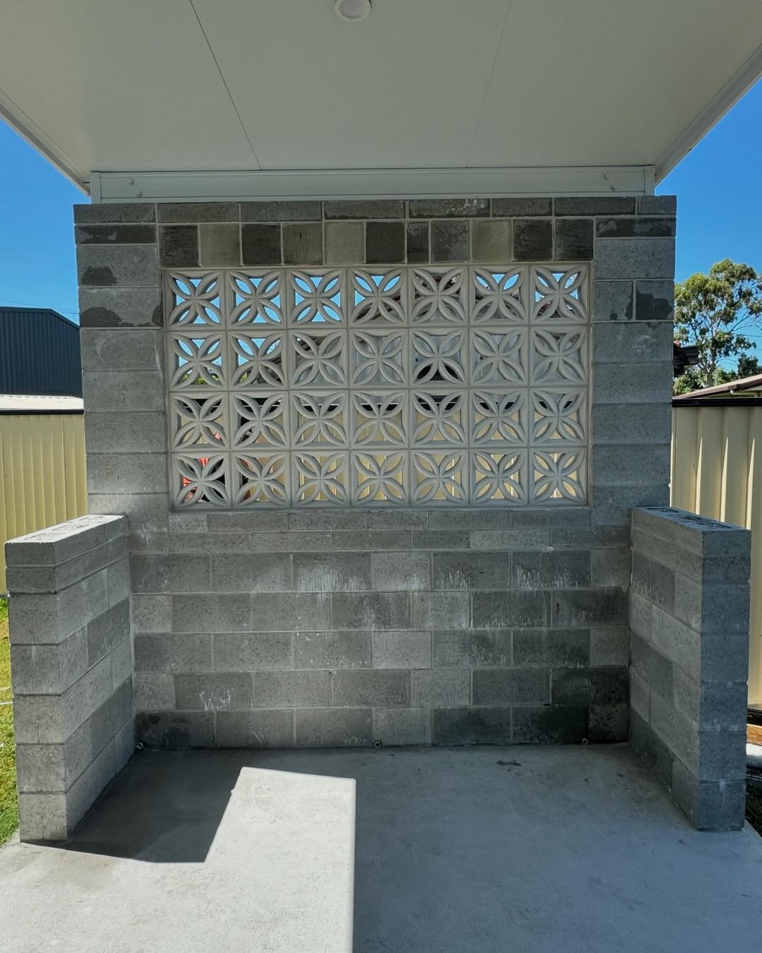 Patterned Cinder Block Fence