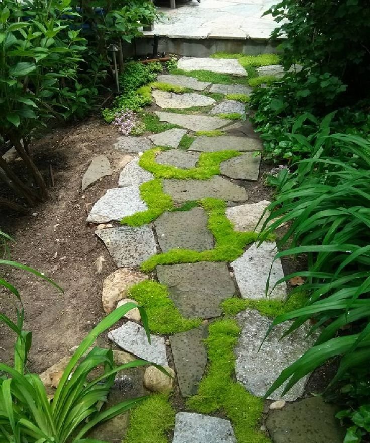Flagstone Path with Moss