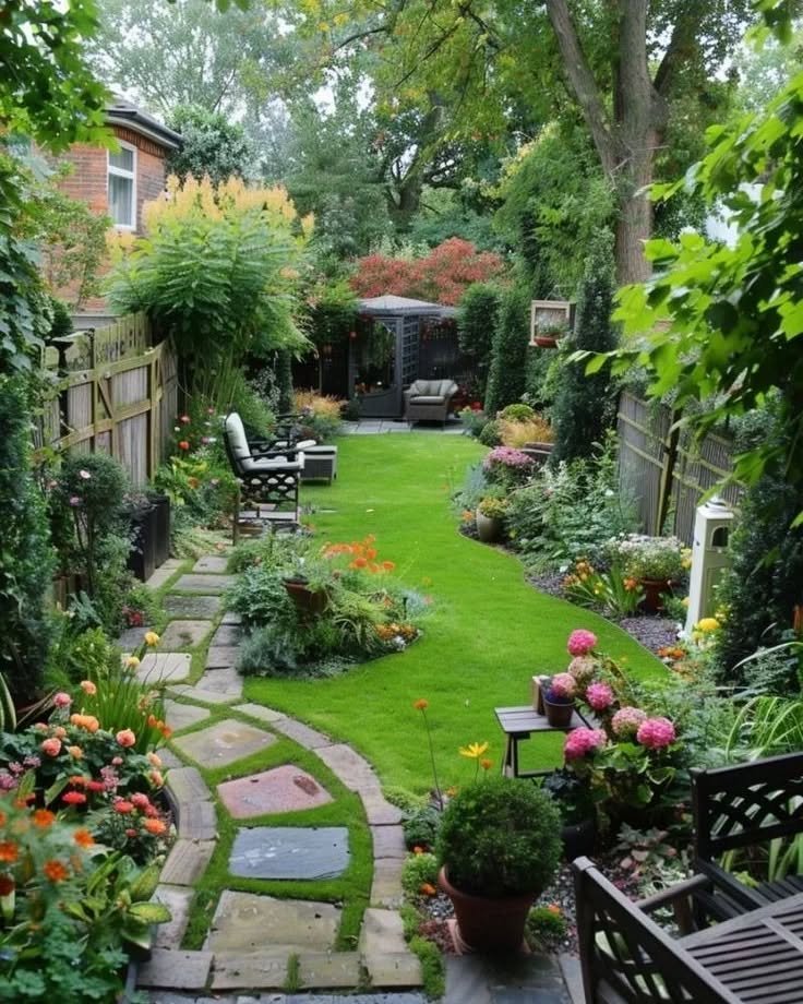 Paved Pathways in Small Garden