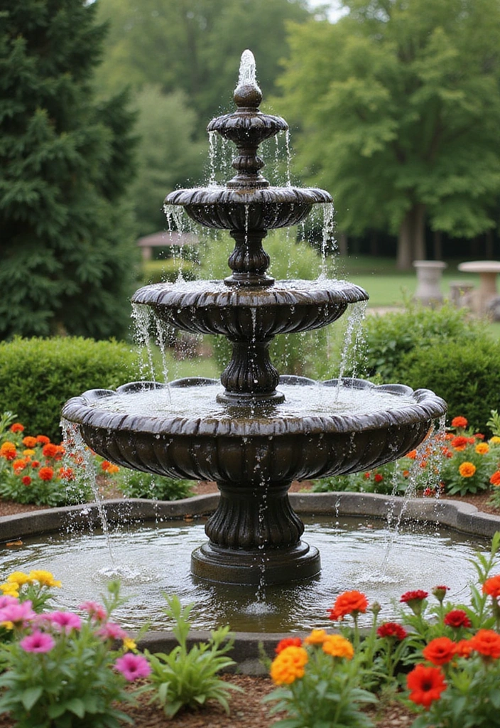 Tiered Fountain with Planters