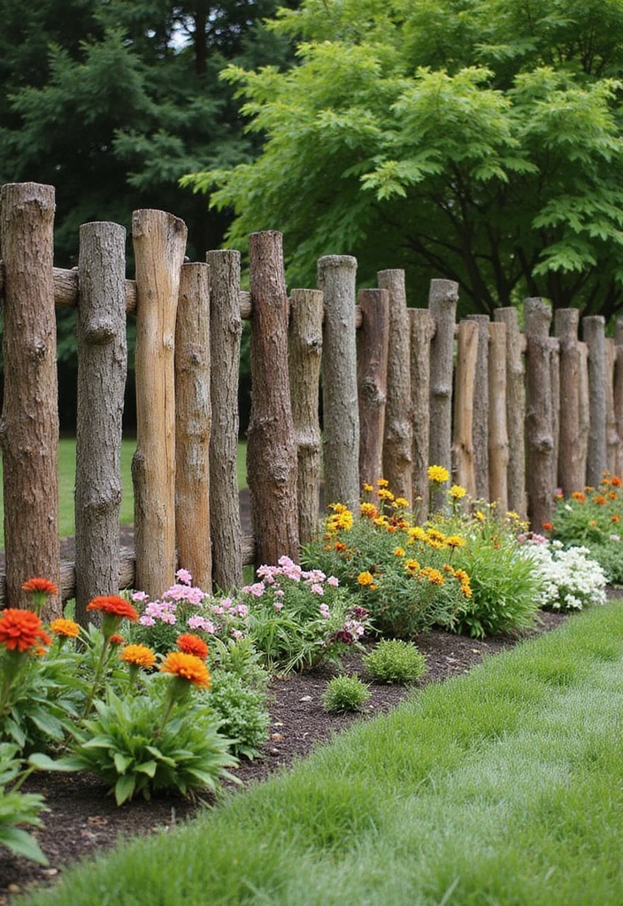 15 Affordable Garden Fence Ideas You Can DIY This Weekend! - 11. Rustic Log Fence