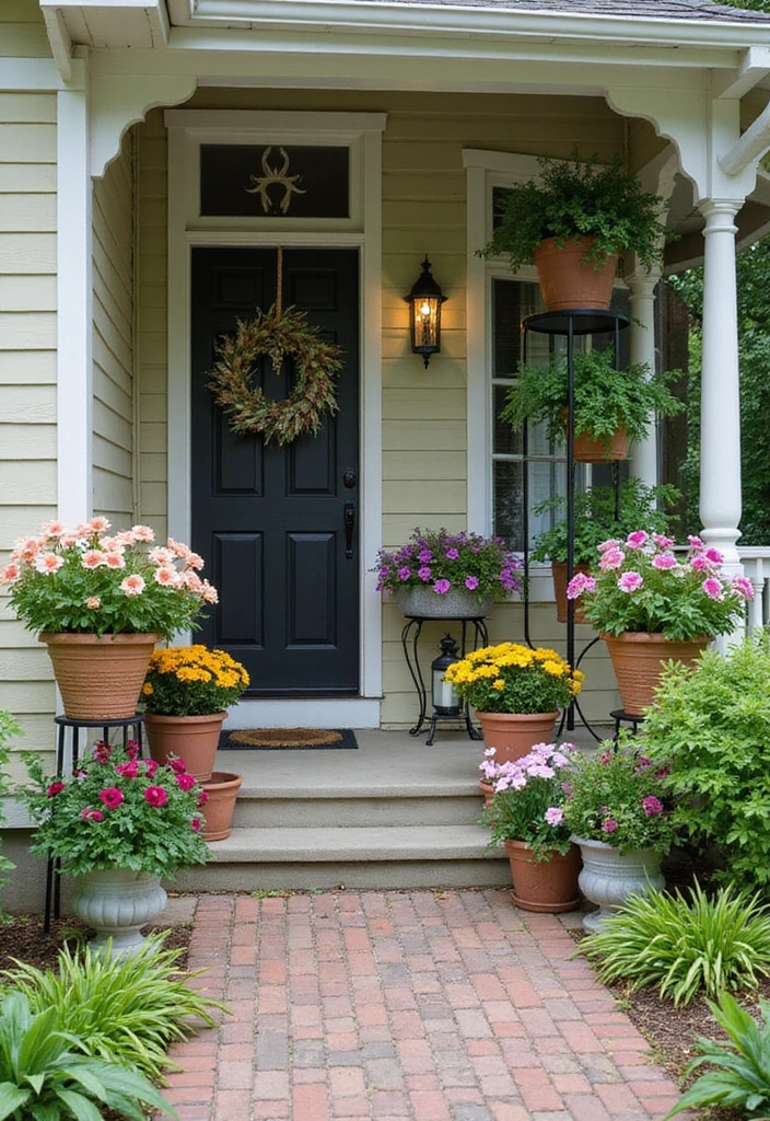 15 Front Yard Porch Ideas That Will Instantly Boost Your Curb Appeal! - 2. Vibrant Potted Plants