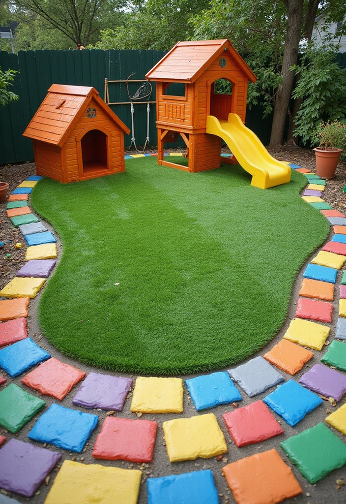 19 Backyard Makeover Ideas Using Artificial Grass and Paving You Won't Believe! - 3. Play Area for Kids