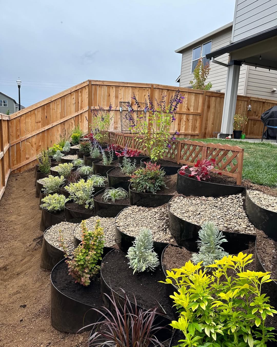 Terraced Flower Beds in Sloped Garden