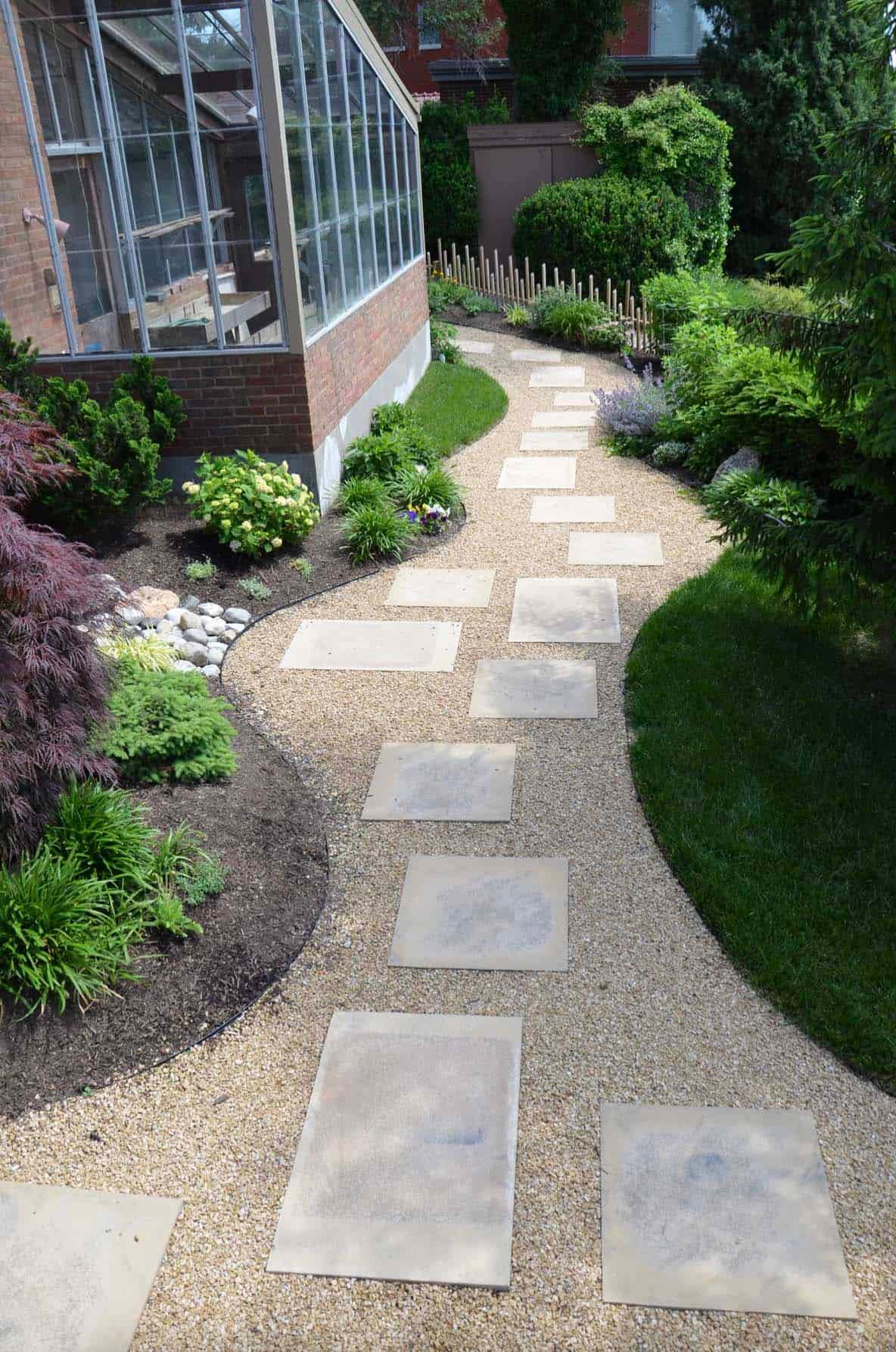 Urban Garden Pathways in Townhouse Backyard