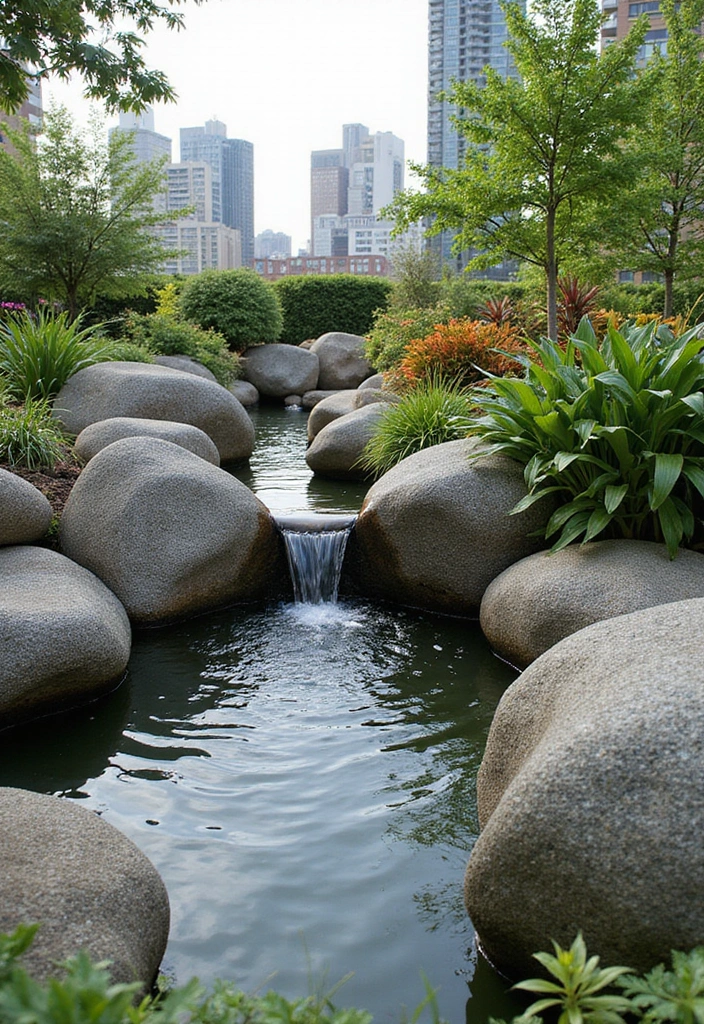 Rock and Water Combination: Natural Harmony