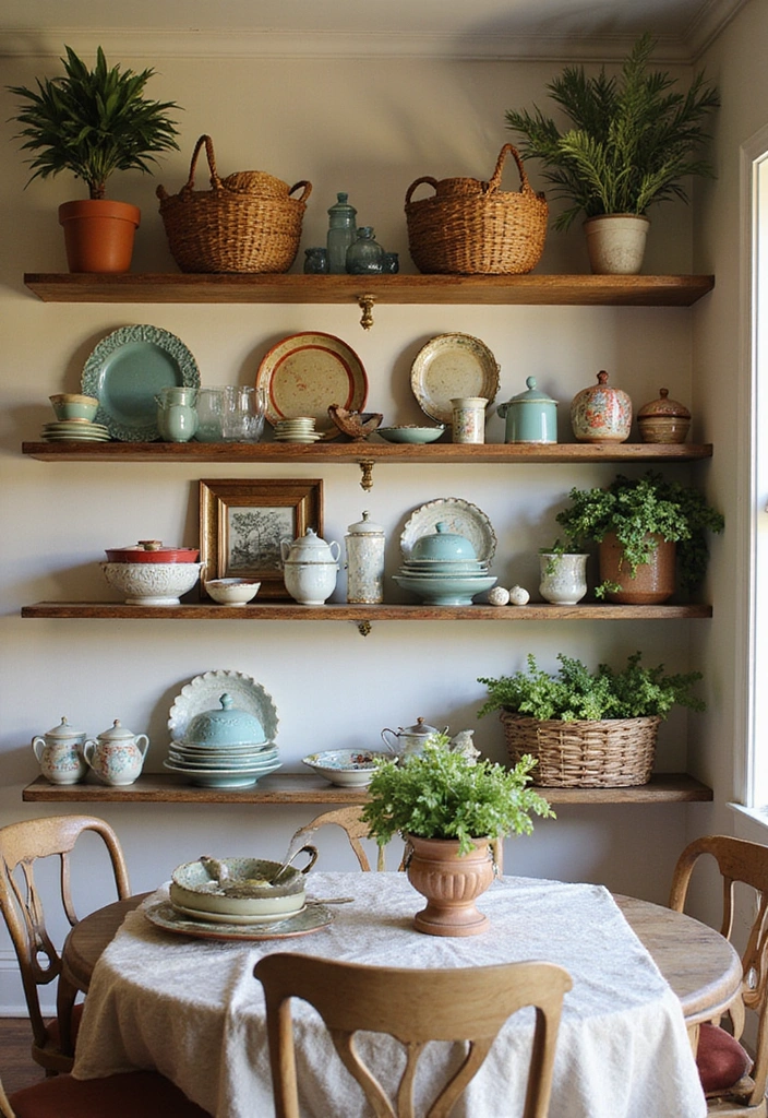 Open Shelving French Country Dining Room Decor
