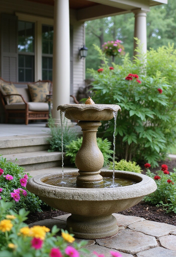 15 Front Yard Porch Ideas That Will Instantly Boost Your Curb Appeal! - 12. Elegant Water Features