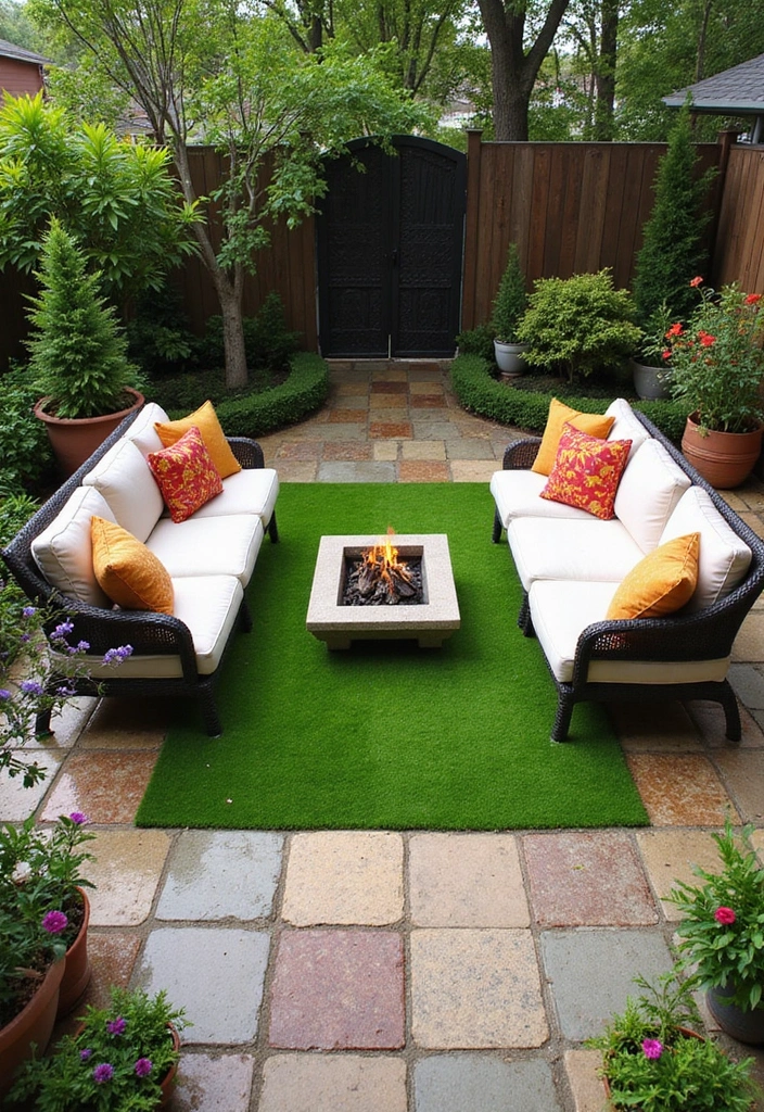 19 Backyard Makeover Ideas Using Artificial Grass and Paving You Won't Believe! - 1. Cozy Outdoor Lounge Area