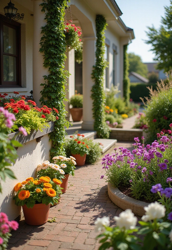 Colorful Paintings with Plants for Creative Front Garden Landscaping Design