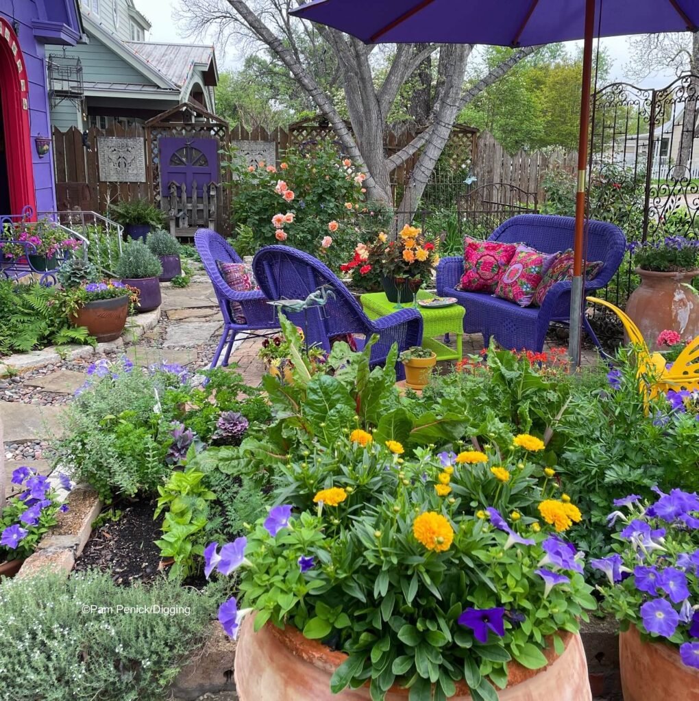 16. Color-Drenched Courtyard with Eclectic Charm