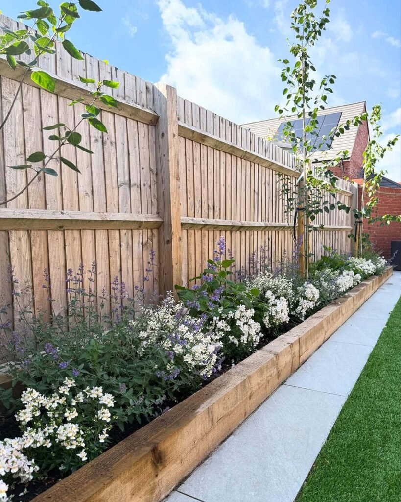 3. Raised Wooden Planters for Clean, Low-Maintenance Borders