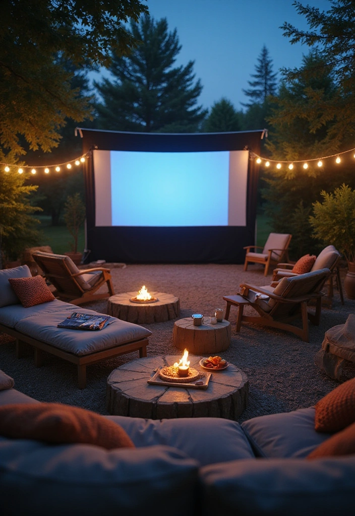 25 Stylish Outdoor Entertaining Areas That Will Elevate Your Gatherings to a Whole New Level! - 7. Outdoor Movie Night Setup