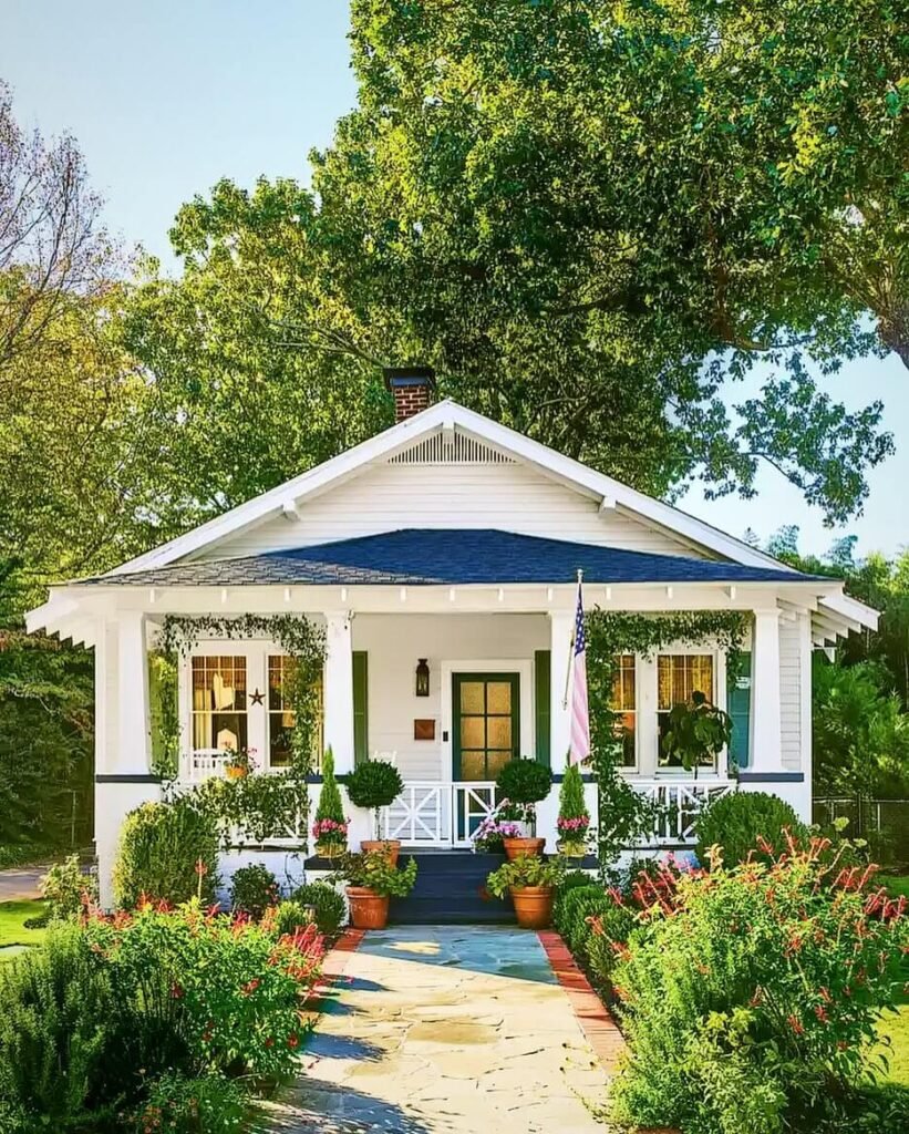 9. Symmetry and Terracotta Charm for Porch Perfection