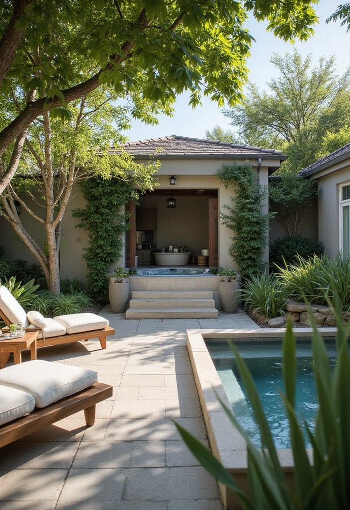 25 Stylish Outdoor Entertaining Areas That Will Elevate Your Gatherings to a Whole New Level! - 11. Elegant Outdoor Spa Retreat