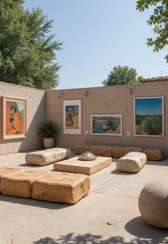 25 Stylish Outdoor Entertaining Areas That Will Elevate Your Gatherings to a Whole New Level! - 12. Artistic Outdoor Gallery