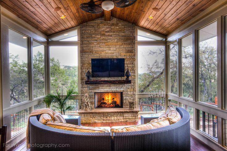 Luxury Outdoor Living with Kitchen and Fireplace Combo