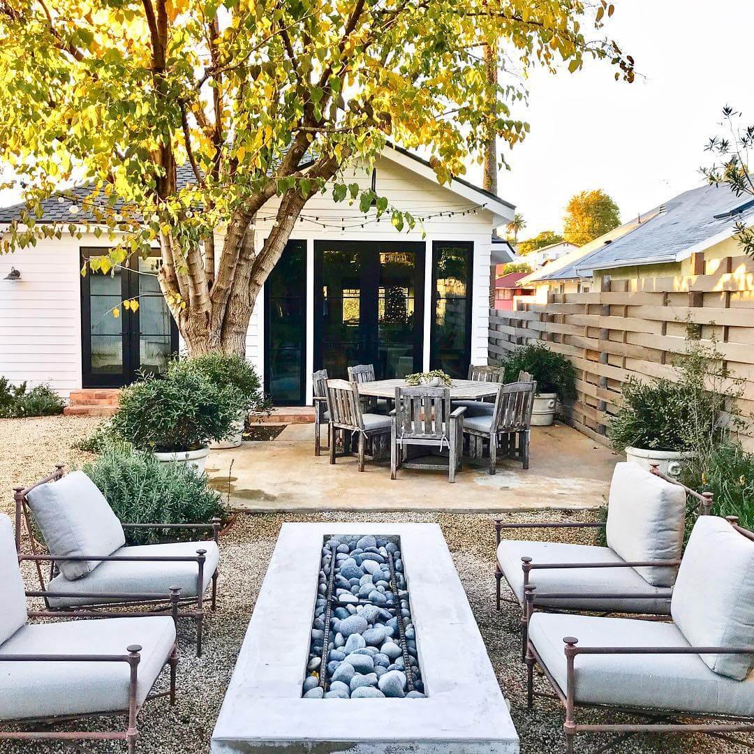 Farmhouse Meets Modern Gravel Fire Pit 