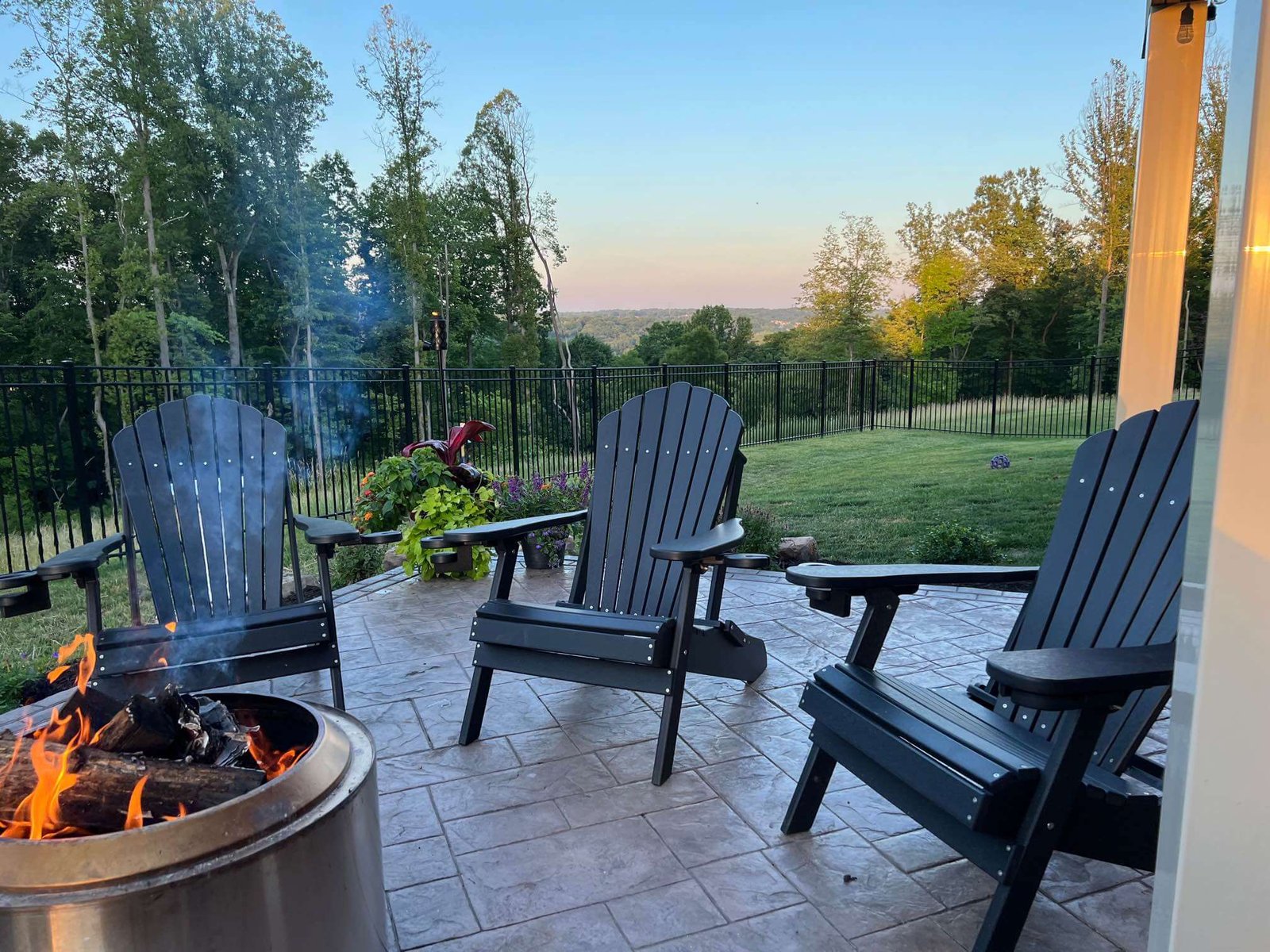  Fire Pit Seating Area Ideas Classic Black Adirondack Chairs