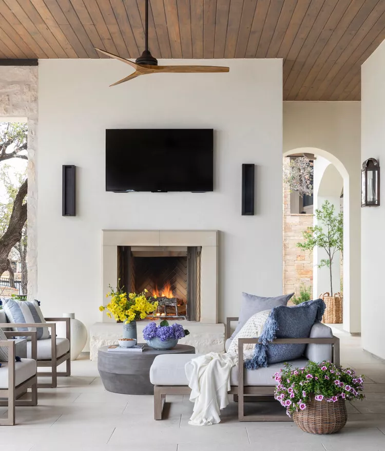 Back Porch Fireplace Bold Stonework