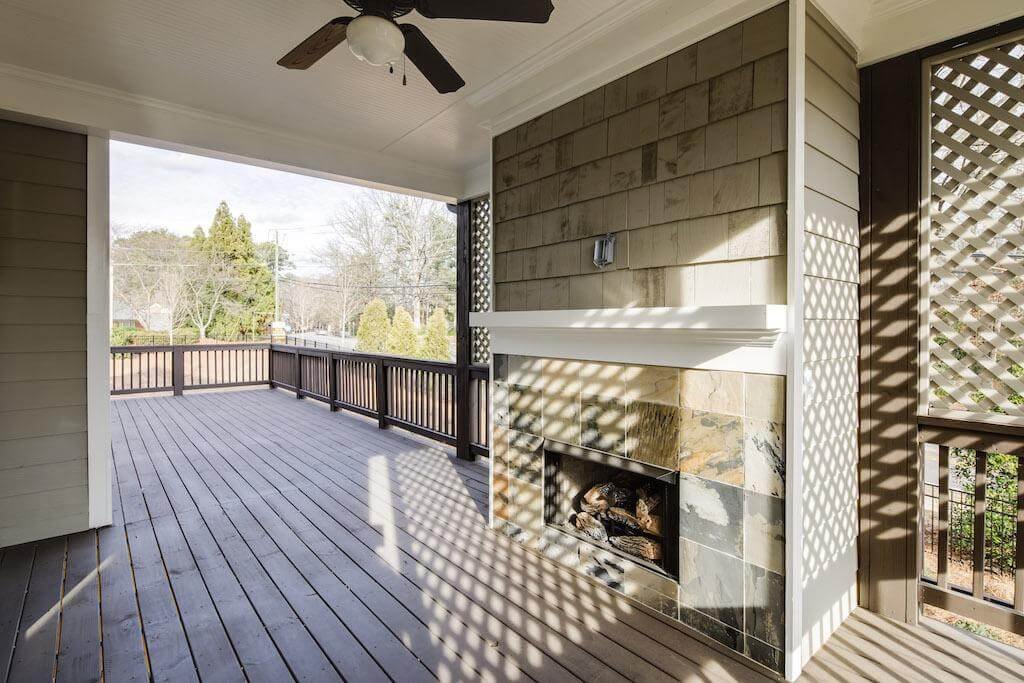 Classic Stone Back Porch Fireplace
