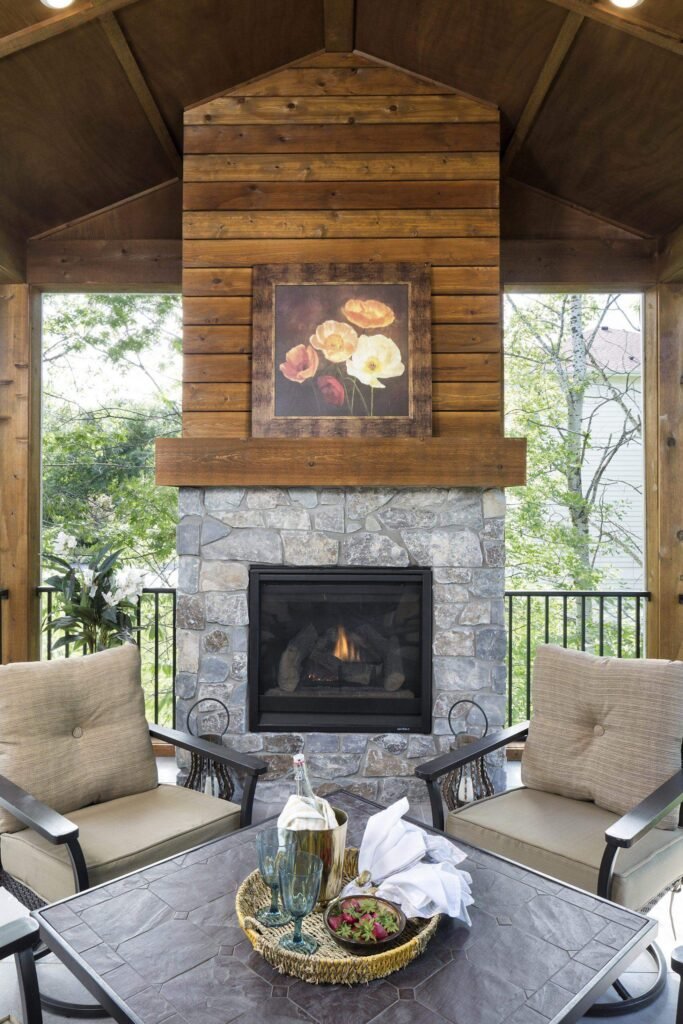 3. Craftsman-Inspired Back Porch Fireplace