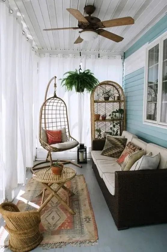 Small Back Porch ideas with Textured Fabrics