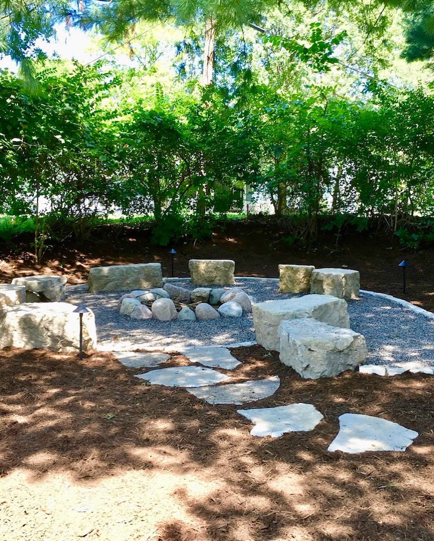 Natural Fire Pit Primitive Stone Circle with Boulder Seating