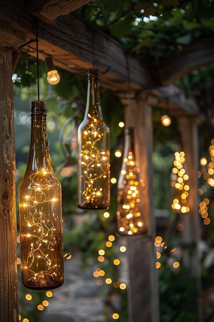 8 Stunning Back Porch Lighting Ideas to Create an Inviting Outdoor Oasis! - 5. Bottle Lights for a Unique Twist