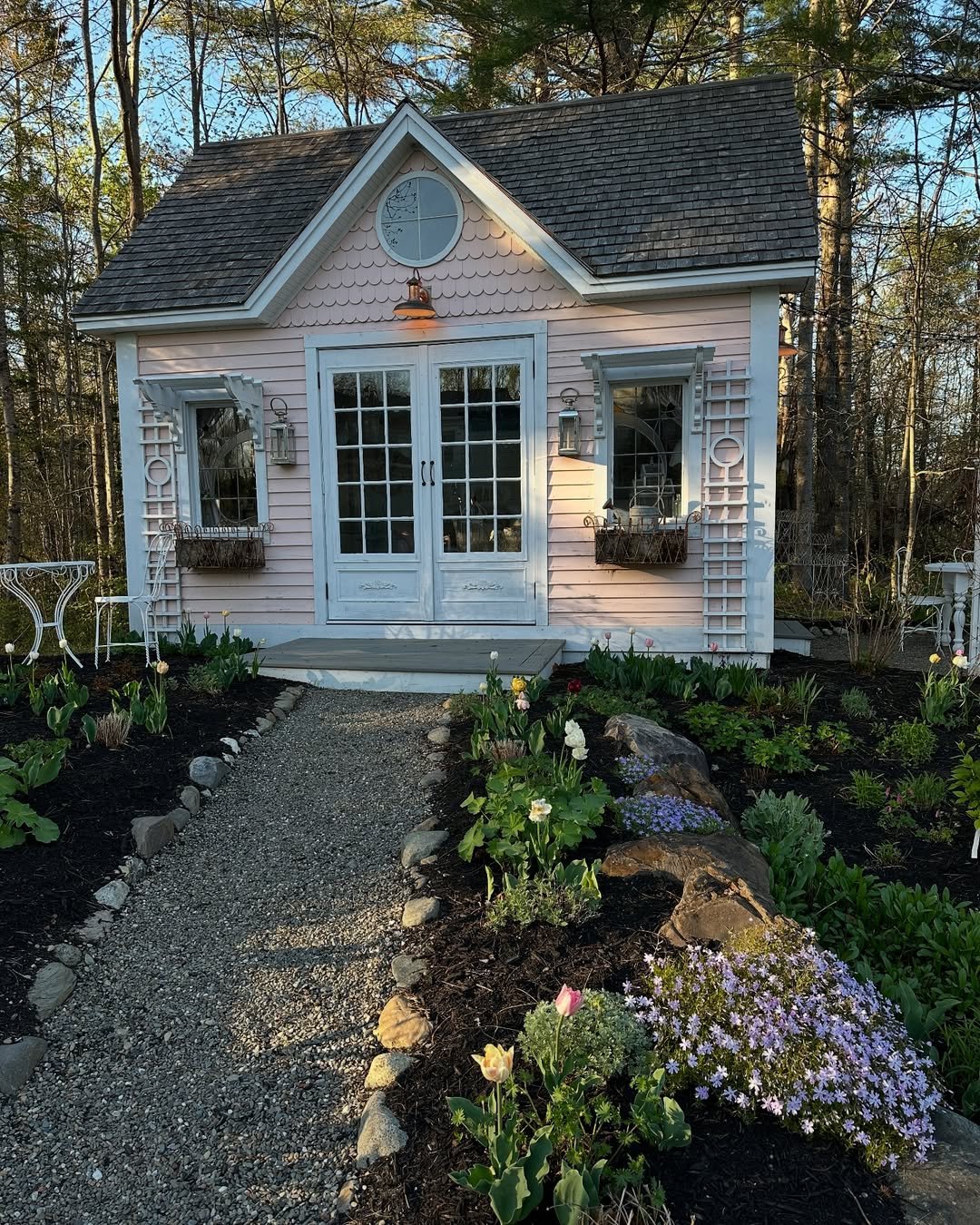 Enchanting White Cottage Garden Shed