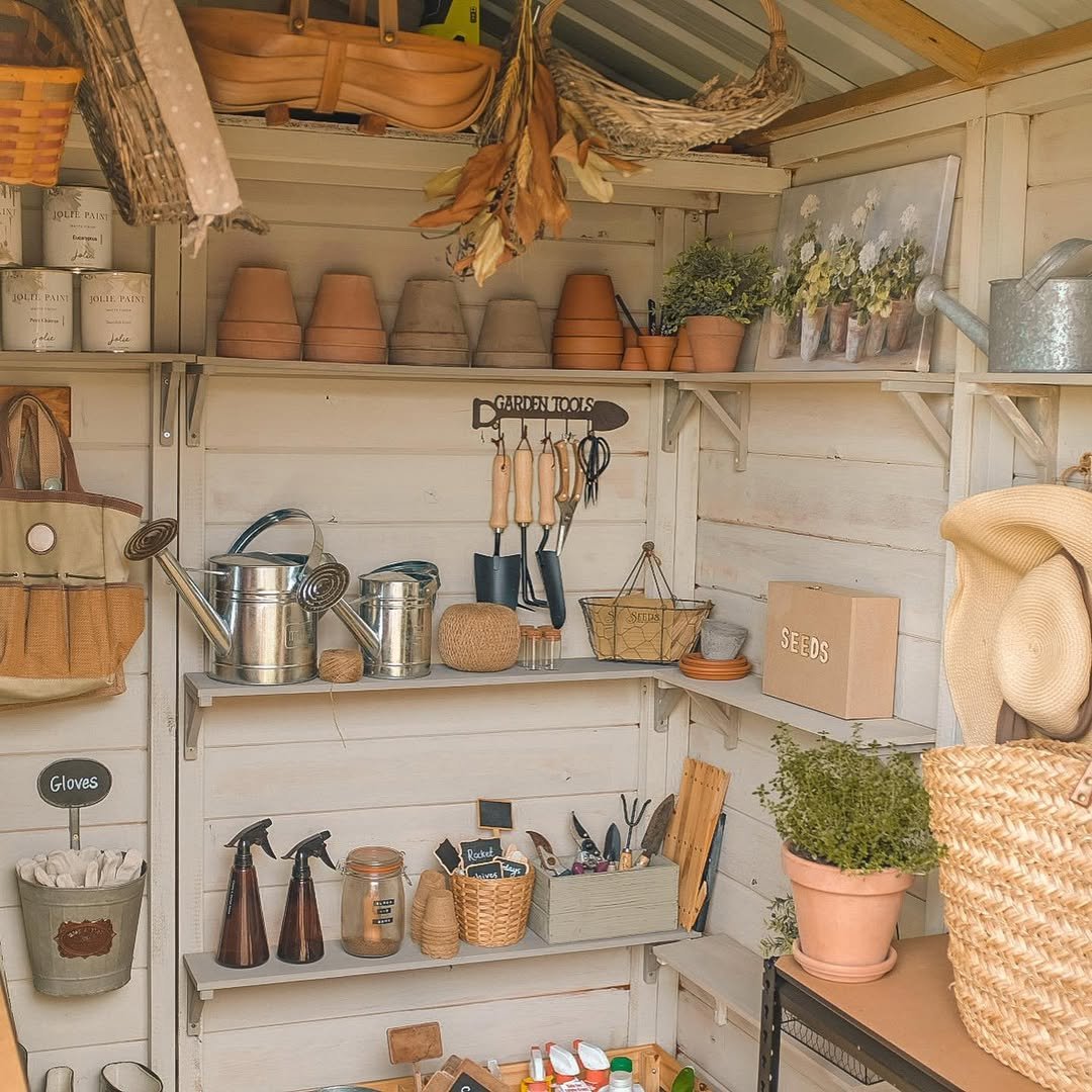 potting Shed interior Open Shelving Units