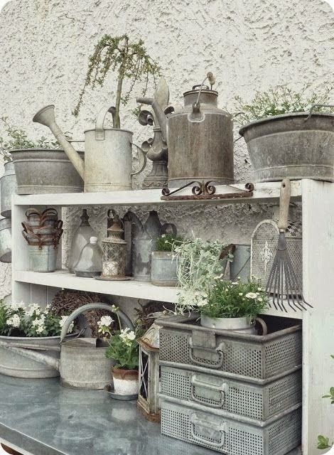 potting shed interior Vintage Decor Accents with malat bucket