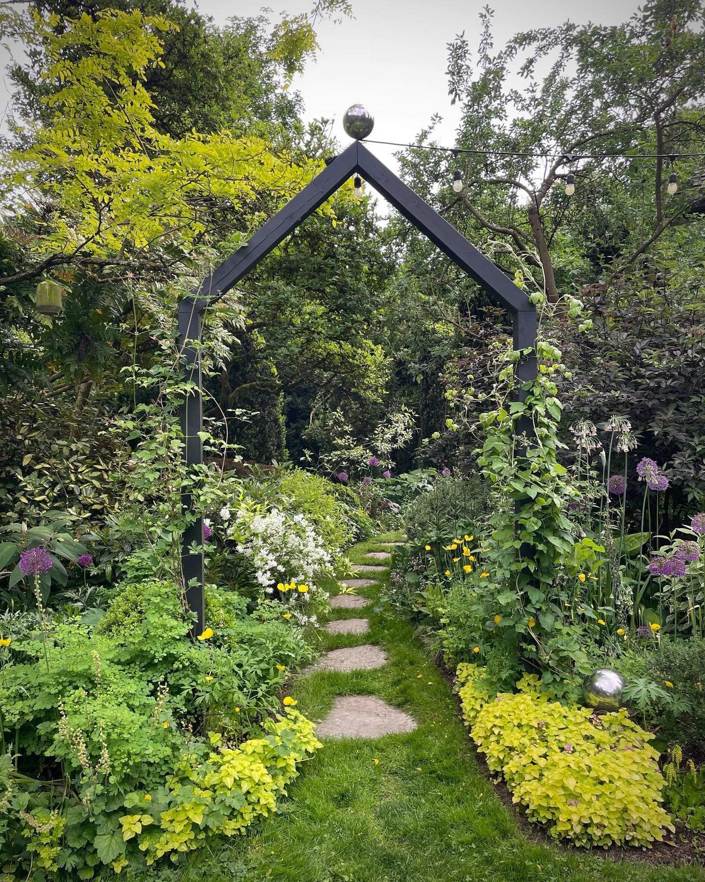 Bold Black Frame in Stunning Garden Arch Trellis 