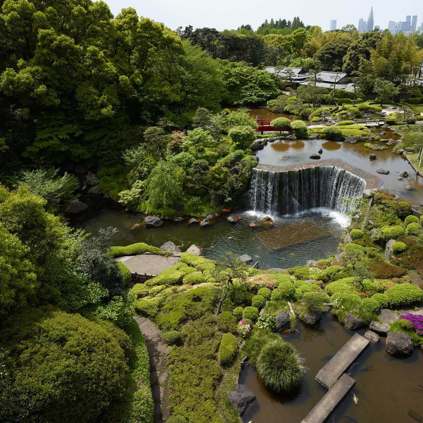 Cascading Waterfall Feature for Japanese Garden Design