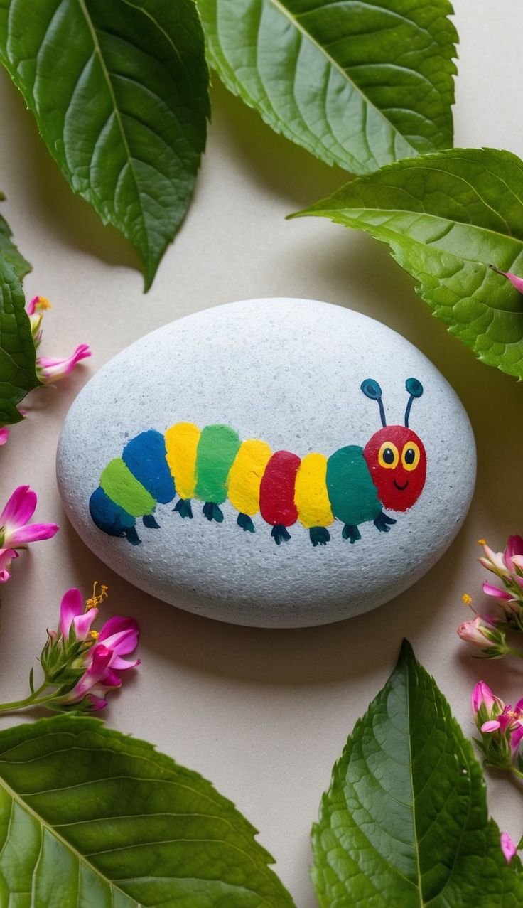 Painted Rock Garden - Caterpillar Cuties