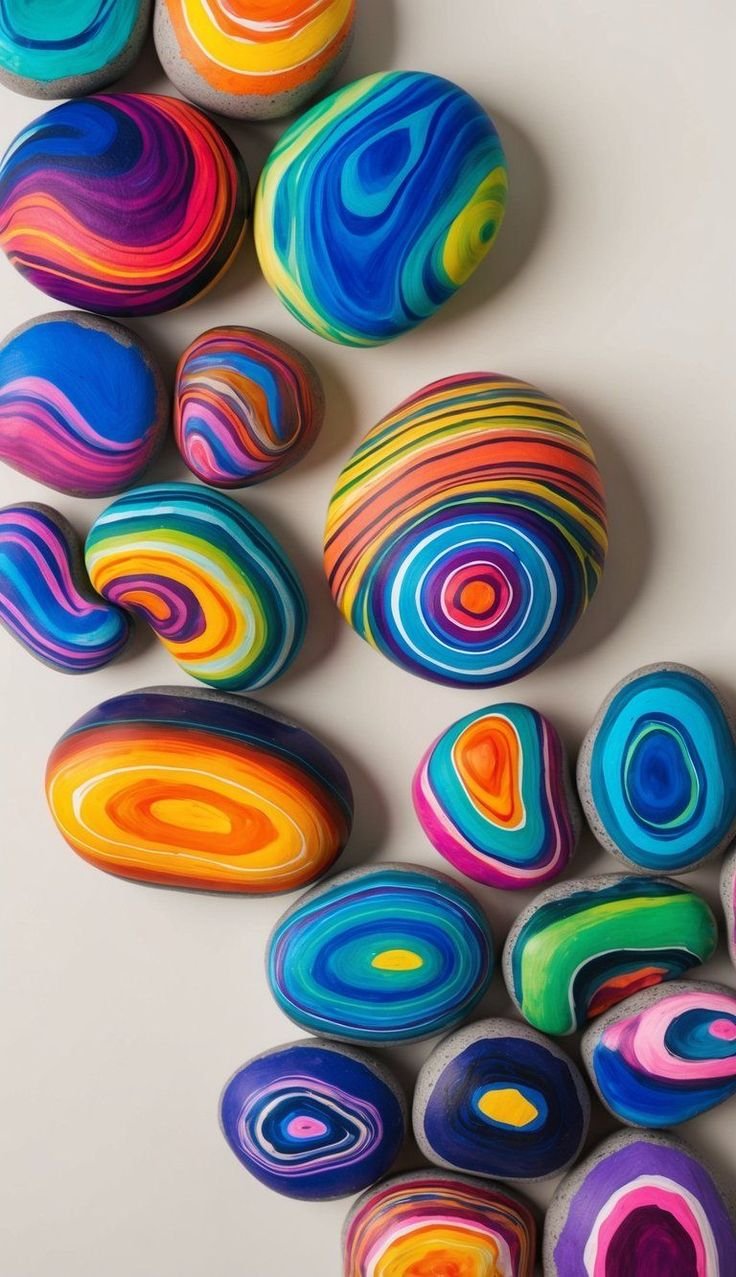 Painted Rock Garden Colorful Stripes