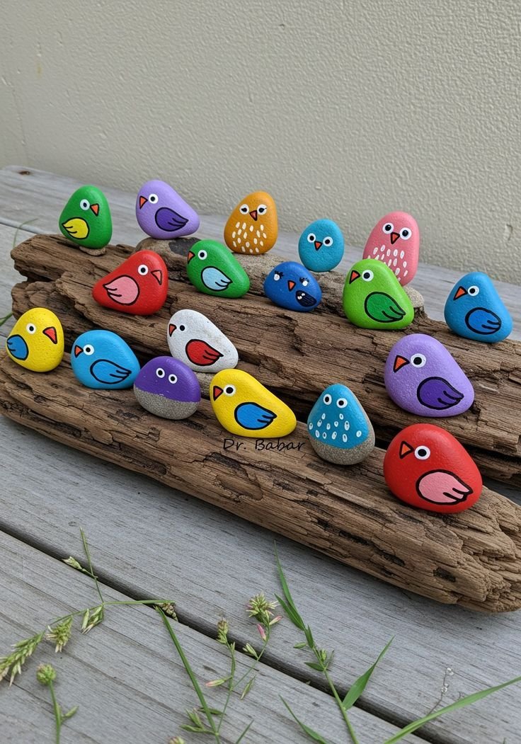 Painted Rock Garden Birds of a Feather