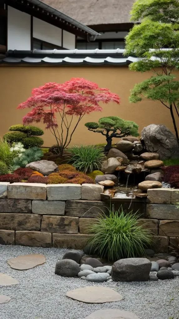 Japanese Rock Garden Vibrant Color Palette