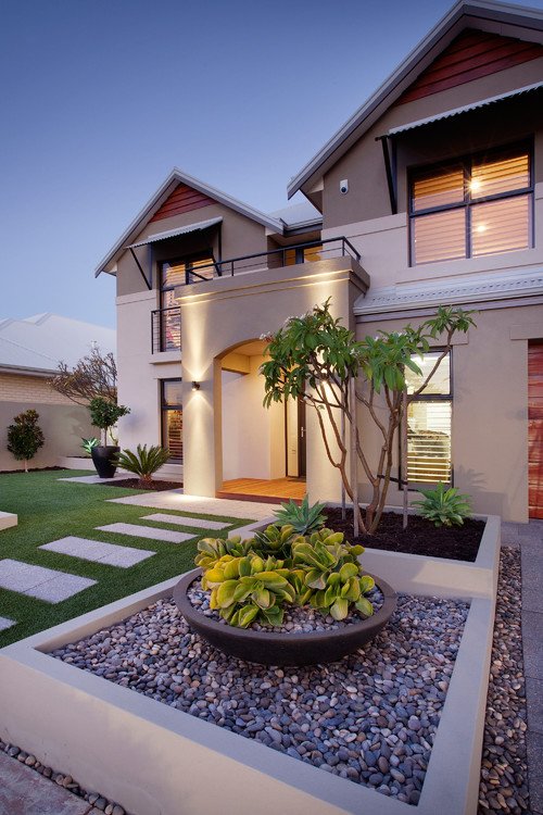 Modern Front Yard Landscaping Elevated Garden Beds