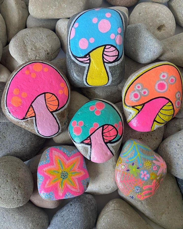 Painted Rock Garden Mushroom Magic