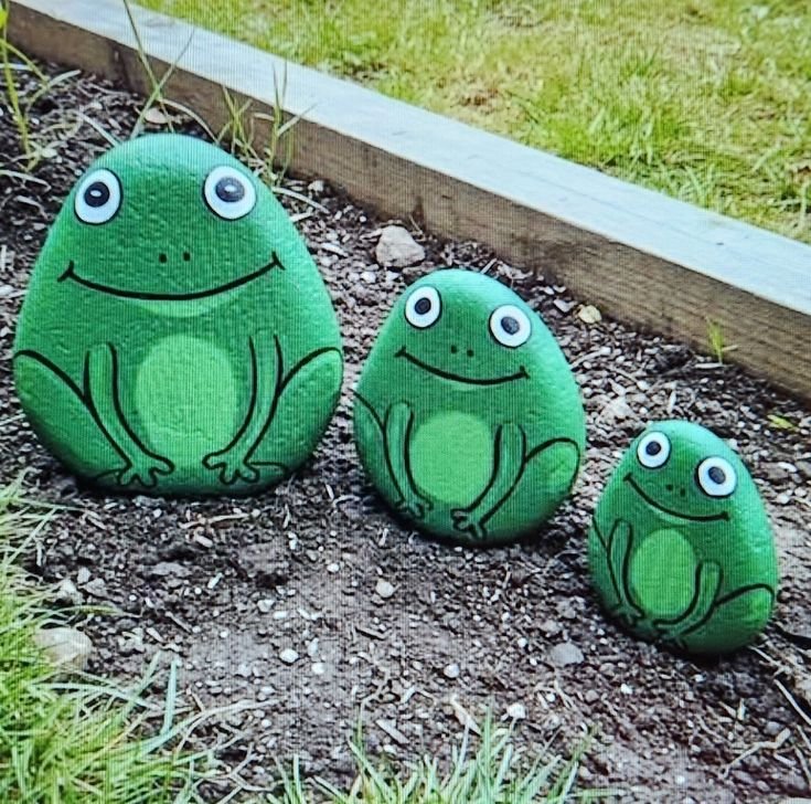 Painted Rock Garden Friendly Frogs