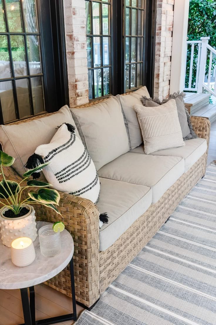 Small Back Porch Furniture Stylish Sofa with Accent Pillows