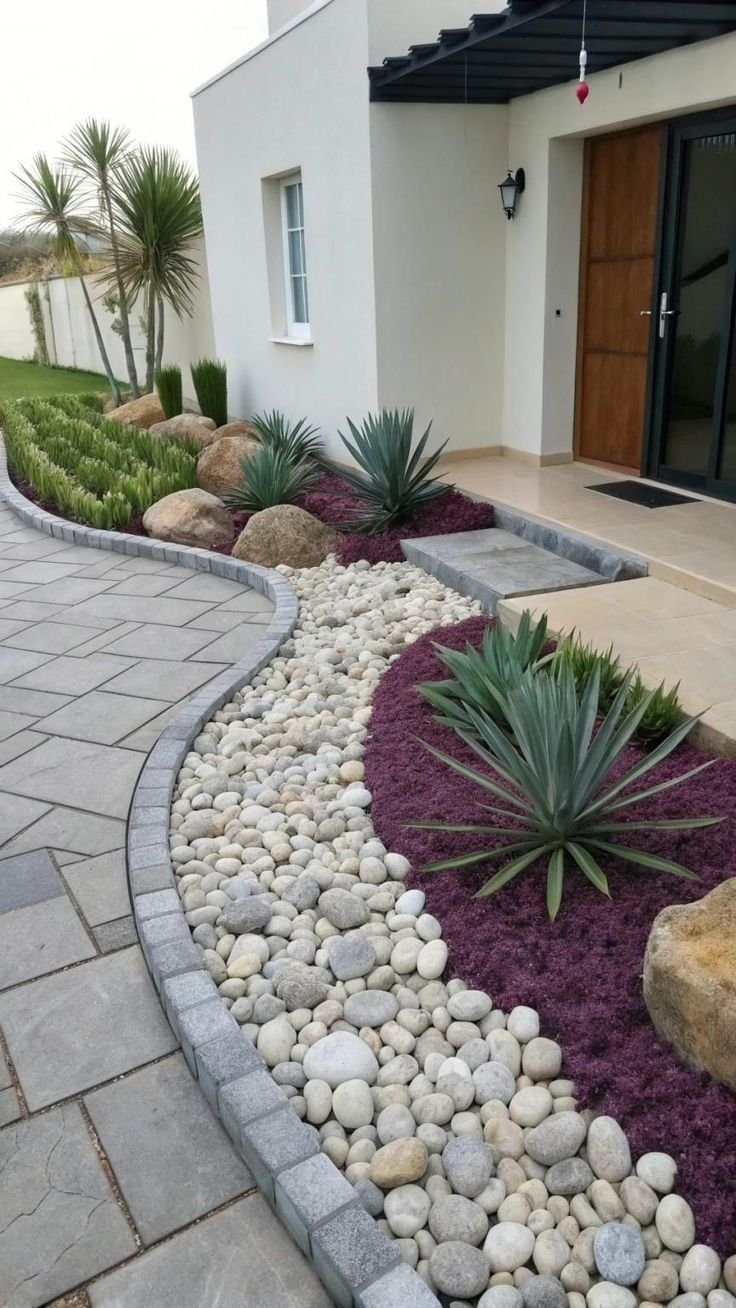 Tiny Front Yard Landscaping Potted Flower Arrangements