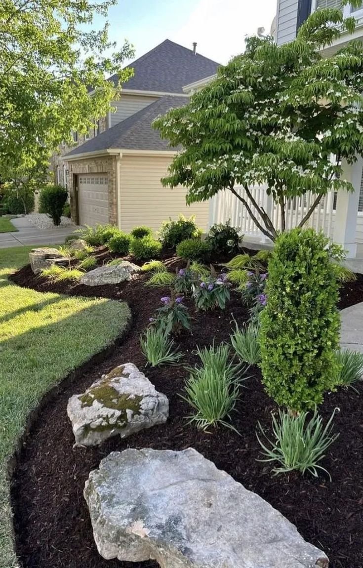 Large Front Yard Landscaping Modern Minimalism